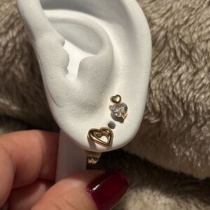 Gold filled Open Heart and CZ mini heart Stud Earrings